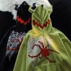 Spider Print Women's Hoodie Cardigan Jacket | Streetwear