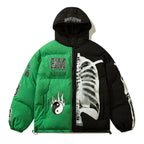 Men's Plus Fleece Hooded Jacket with Stitching Design