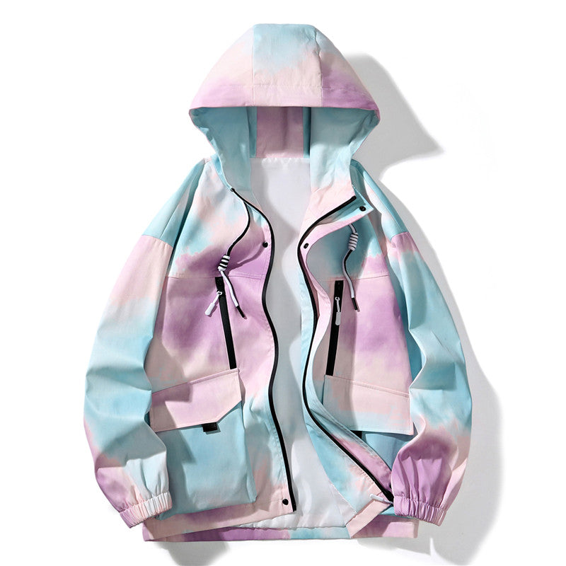 Men's Tie Dye Hoodie Jacket, Hip Hop Style for Spring | Streetwear
