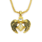 Creative Hip Hop Rhinestone Cross Wing Necklace
