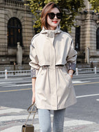 Korean Fashion Casual Hooded Mid-Length Work Suit Coat