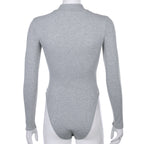 2019 Women's High Neck Sheer Bodysuit with Panels