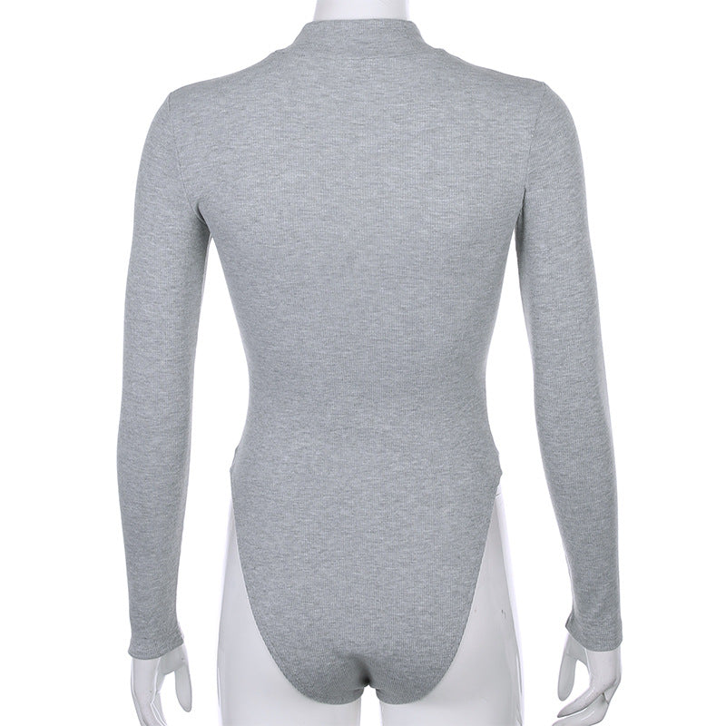2019 Women's High Neck Sheer Bodysuit with Panels