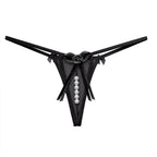 Lace-Trimmed T-Back Panties with Pearl Massage Details