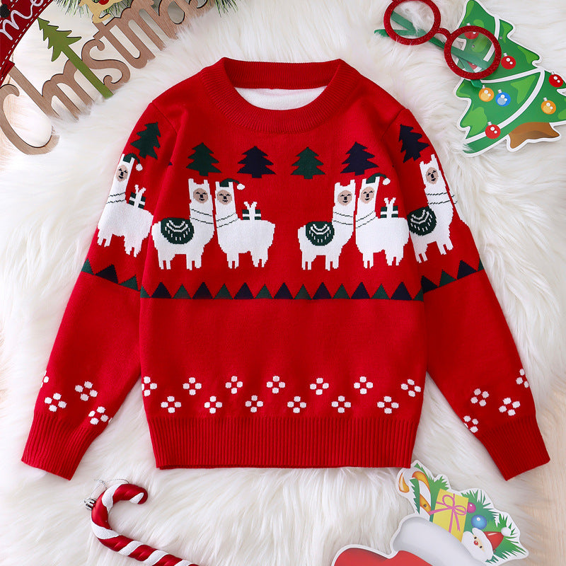 Children's Cartoon Elk Sweater for Christmas & Winter