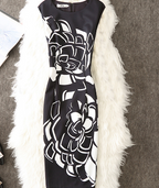 Floral Bodycon Skirt with Mesh Overlay Dress for Women