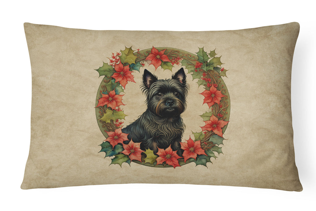 Cairn Terrier Christmas Flowers Throw Pillow