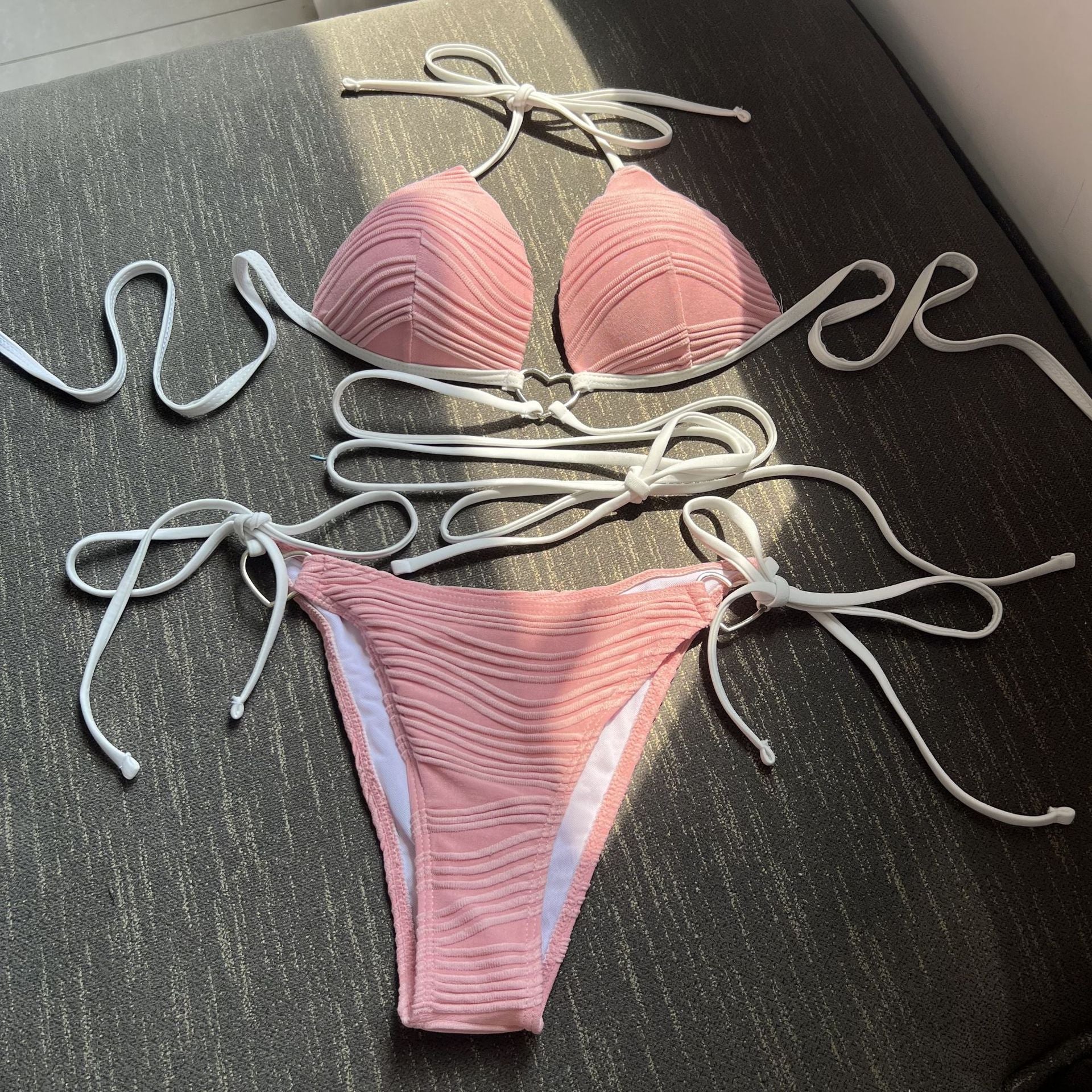 2022 Sexy Heart-Shaped Drawstring Bikini Swimsuit