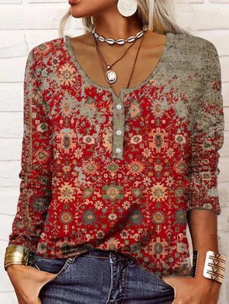 WOLFF Elegant Pullover with Aztec Pattern (One Piece)