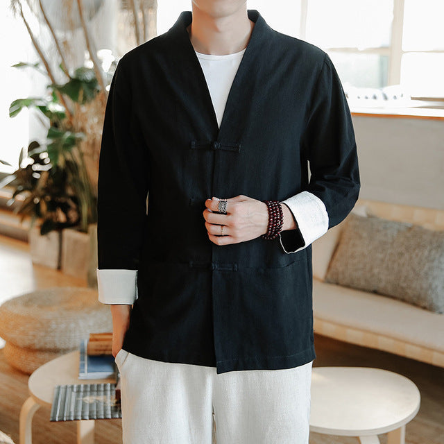 Men's Traditional Chinese Cotton Linen Tang Suit Jacket