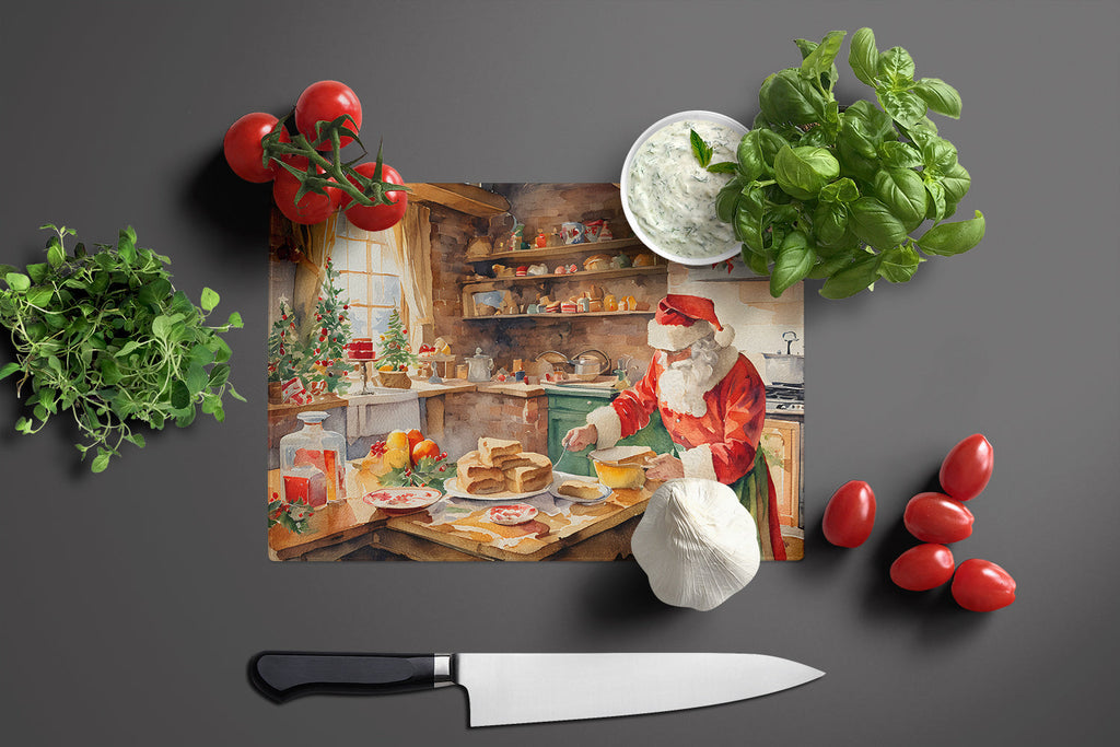 Cookies with Santa Claus Papa Noel Glass Cutting Board