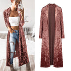 Long Sleeve Velvet Cardigan Windbreaker for Women