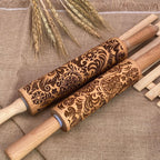 Wooden Rolling Pin with Christmas Reindeer Design