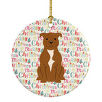 Merry Christmas Staffordshire Bull Terrier Brown Ceramic Ornament