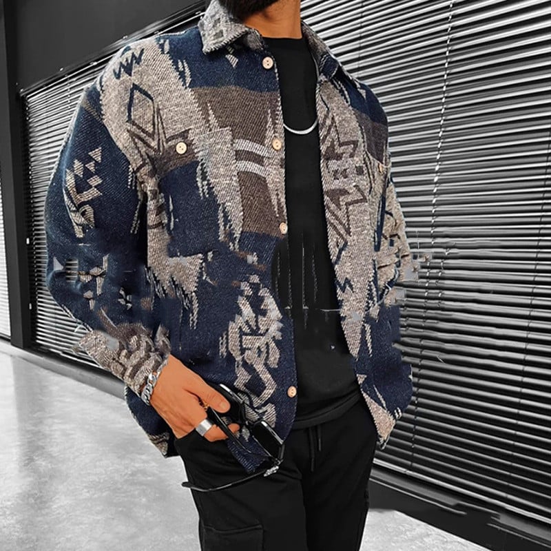 Plaid Long Sleeve Men's Jacket Shirt Combo