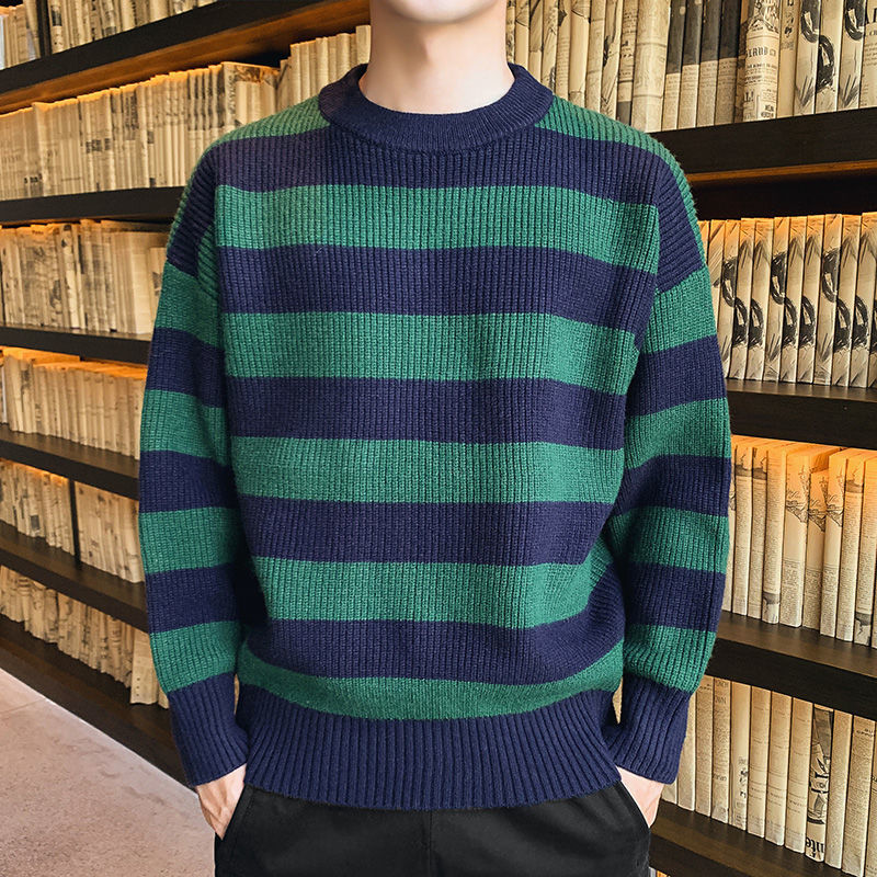 Men's Thick Knitted Round Neck Sweater for Autumn Winter