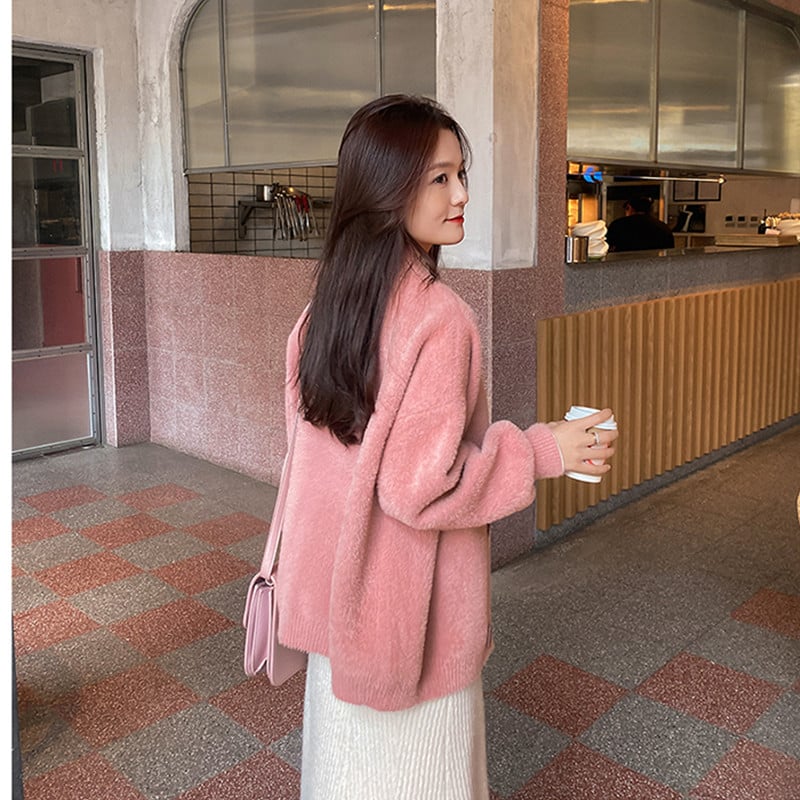 Loose Mink Fleece Sweater Coat for Women