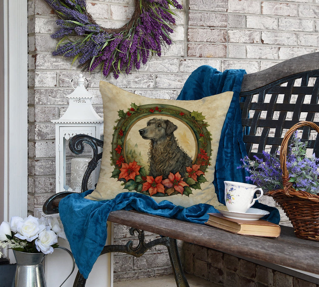 Scottish Deerhound Christmas Flowers Throw Pillow