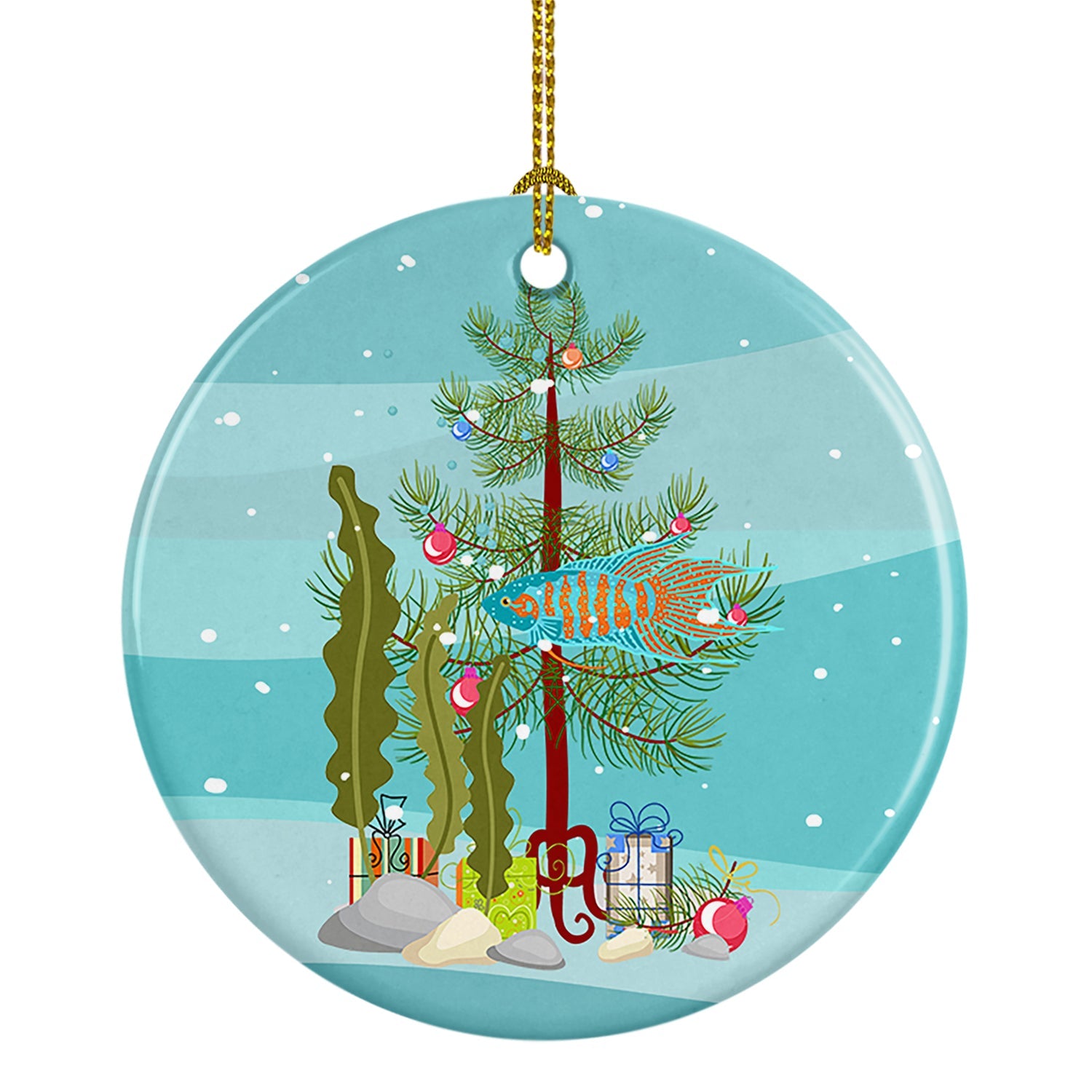 Paradise Fish Merry Christmas Ceramic Ornament