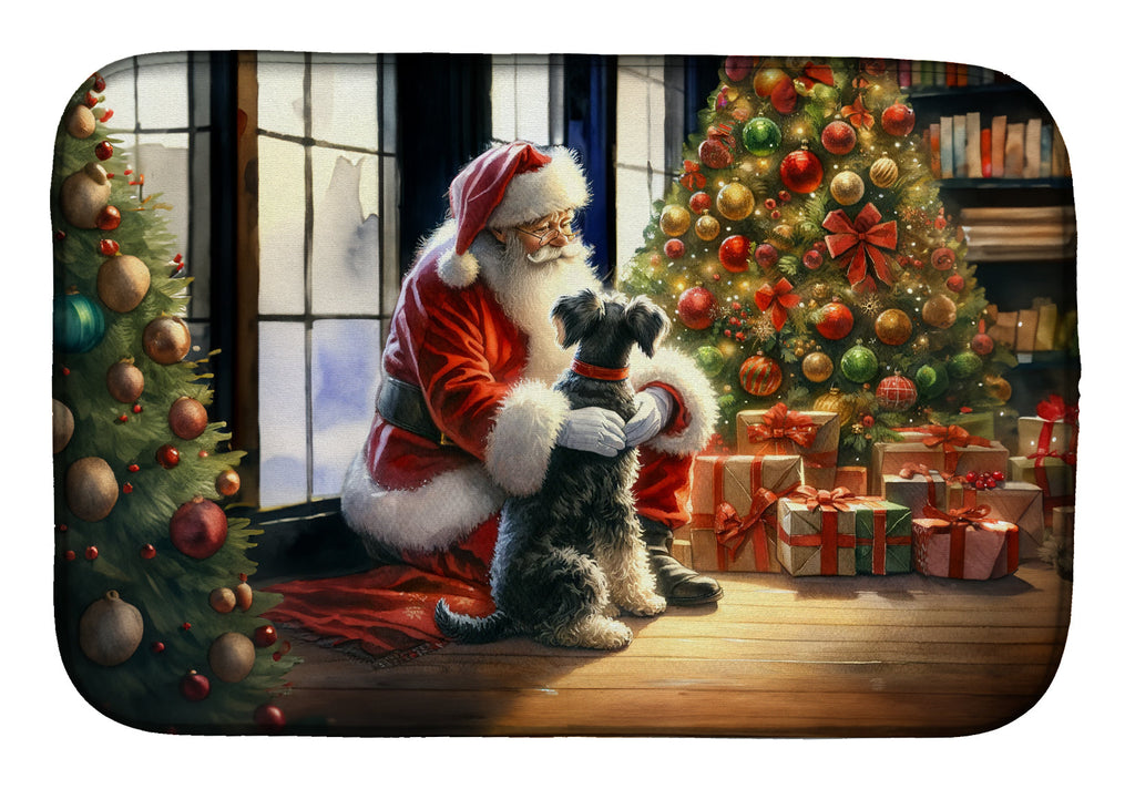 Schnauzer and Santa Claus Dish Drying Mat