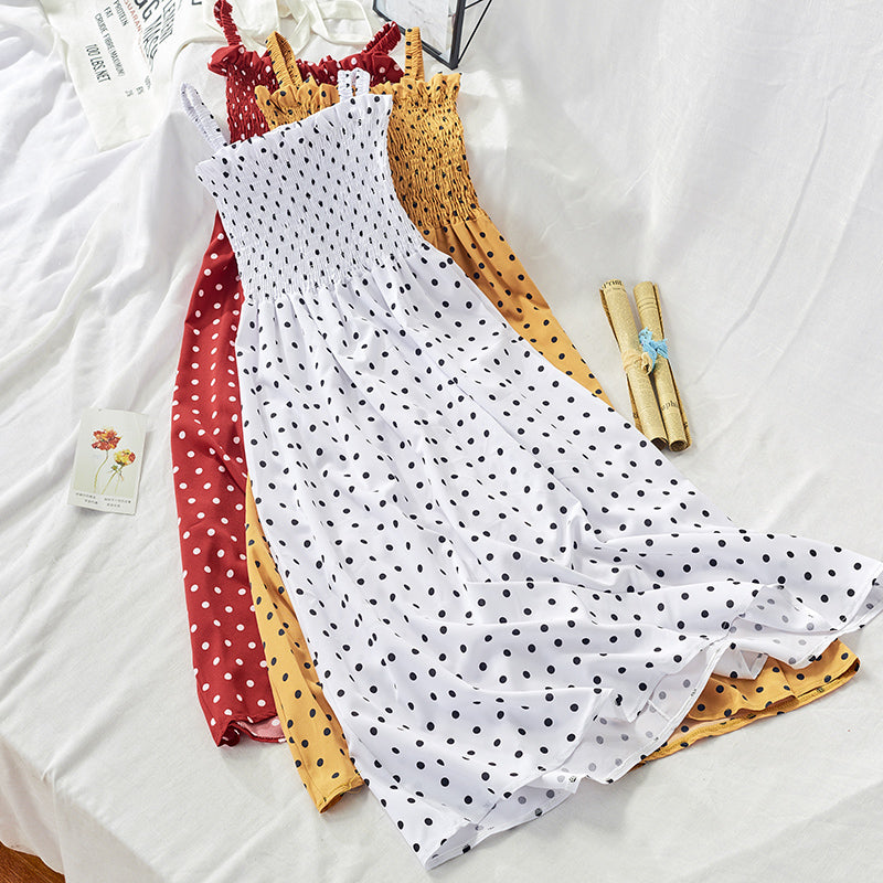 Summer Polka Dot Ruffle Strap Dress for Women