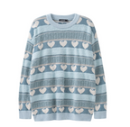 American Retro Color-Contrast Knitted Sweater