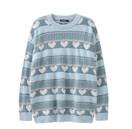 American Retro Color-Contrast Knitted Sweater