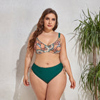 Plus Size Sexy Two-Piece Printed Swimwear for Women