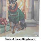 Miniature Pinscher Cozy Christmas Glass Cutting Board