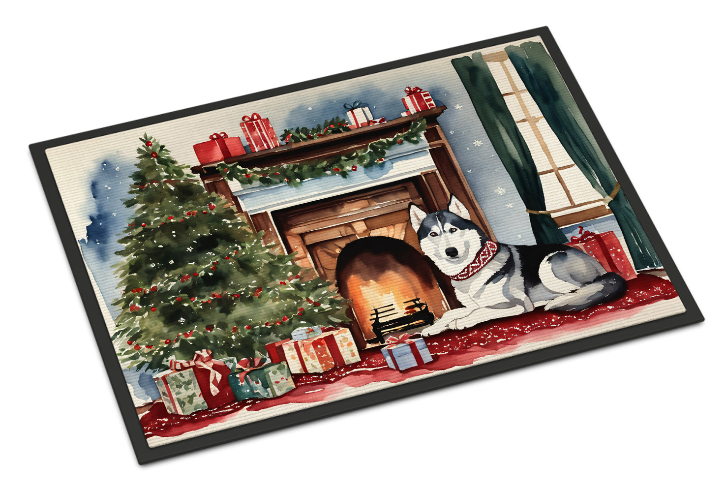 Siberian Husky Cozy Christmas Doormat