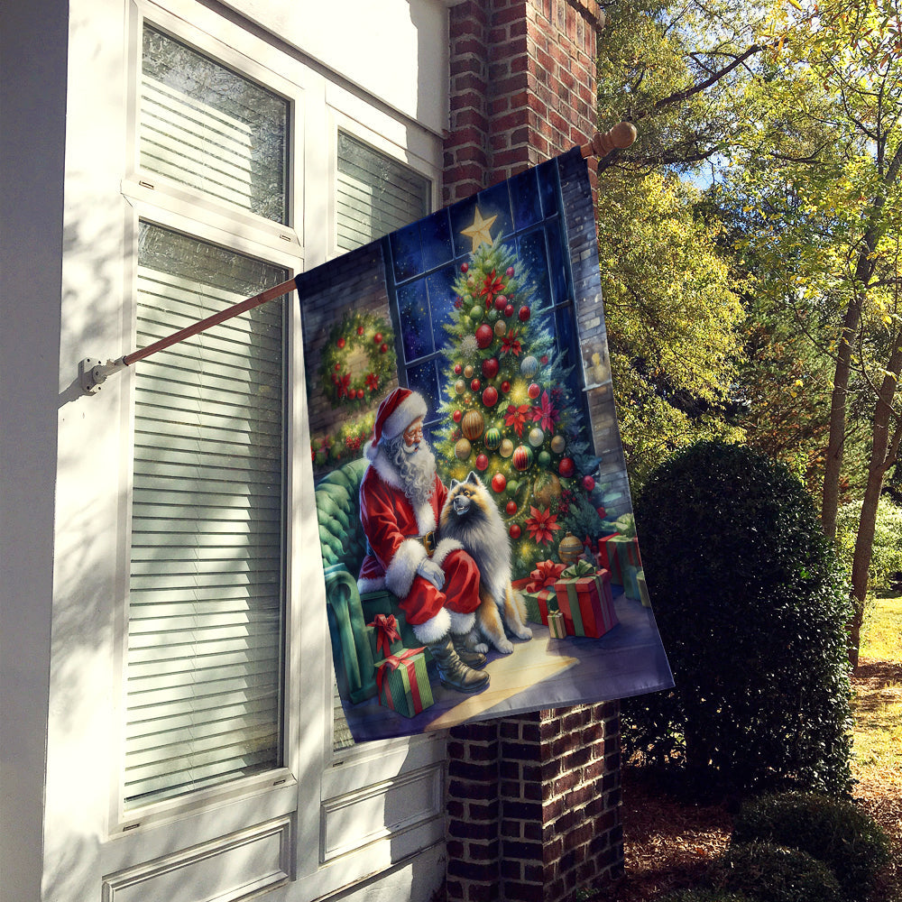 Keeshond and Santa Claus House Flag