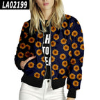 Floral Women's Spring Summer Long Sleeve Bomber Jacket