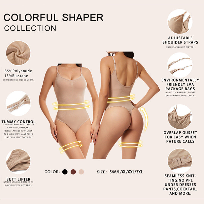 Plus Size Seamless Bodysuit with Thong for Women
