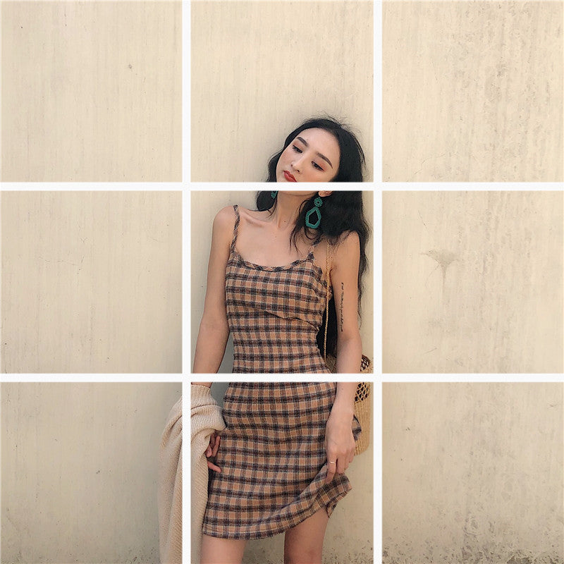 Wholesale French Style Vintage Plaid Dress for Summer