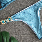 2020 Blue Velvet Women's Bikini with Crystal Accents
