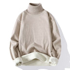 Men's Solid Color Turnable Turtleneck Fleece Sweater