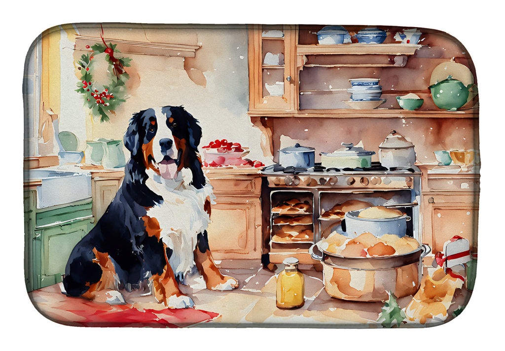 Bernese Mountain Dog Christmas Cookies Dish Drying Mat