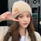 Thin Knitted Wool Hat for Autumn and Winter | Embroidered Cap