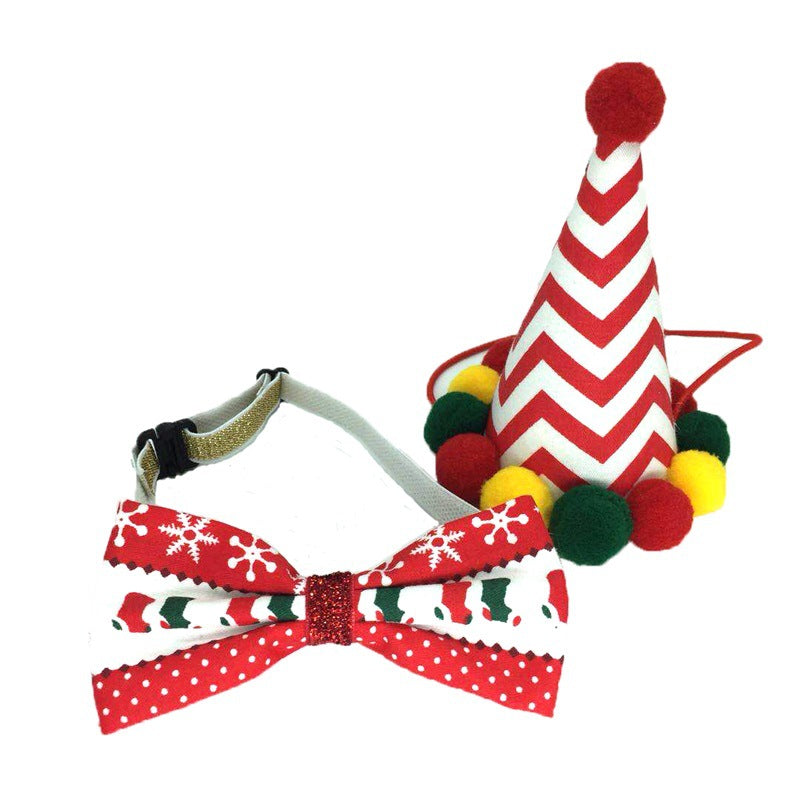 New Pet Christmas Ornament with Hat and Bow Tie | Embroidered Cap