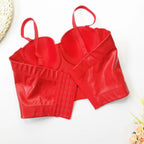 PU Leather Corset Top with Straps for Women