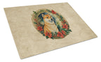 Shiba Inu Christmas Flowers Glass Cutting Board