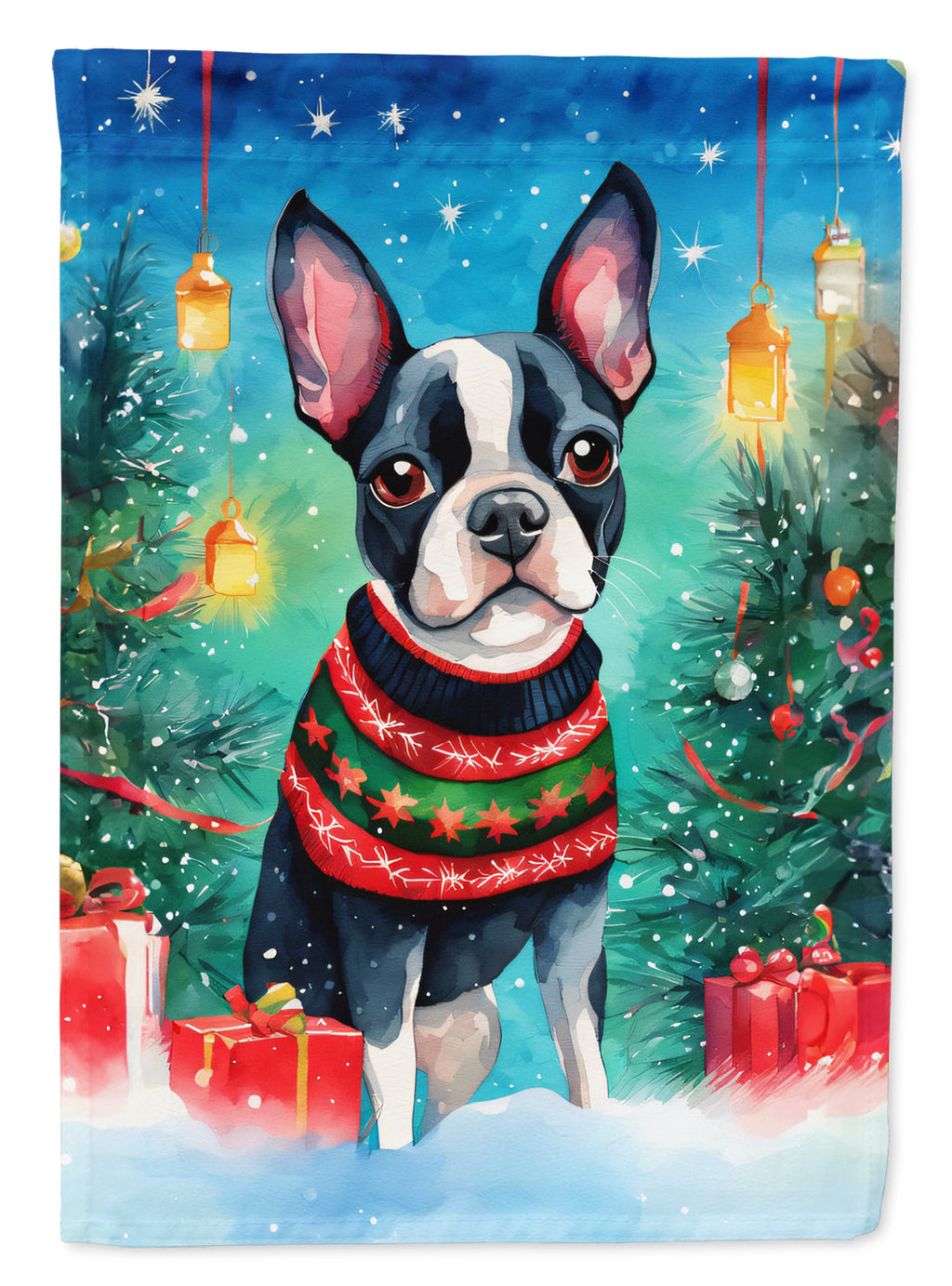 Boston Terrier Christmas Garden Flag