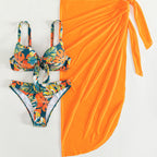 2023 Women's Three-Piece Bikini Set with Cover-Up