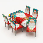 Christmas Digital Print Chair Covers and Tablecloth Set