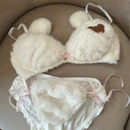 Cute Plush Bear Print Women's Wireless Underwear Set