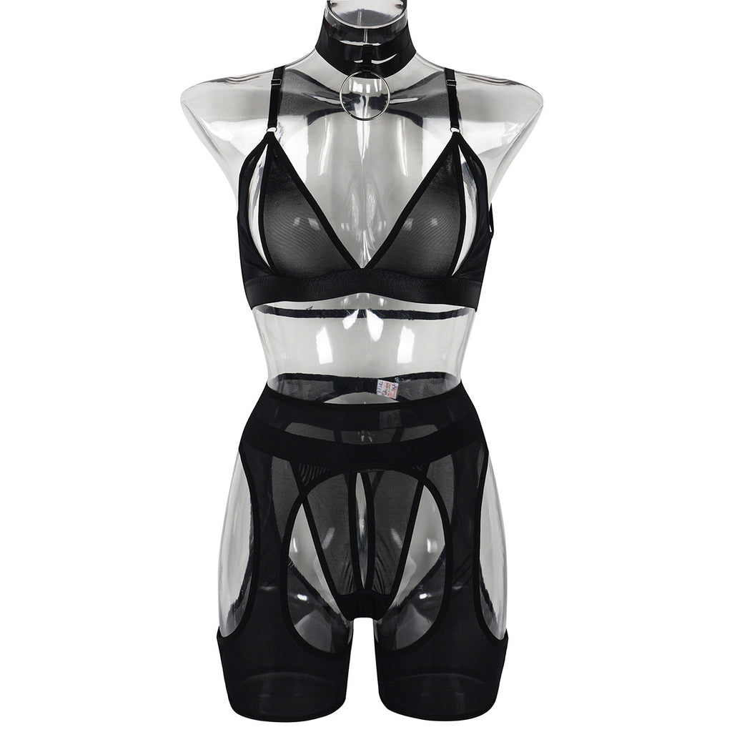 Sensual Sheer Lace Lingerie Set with Cutout Design