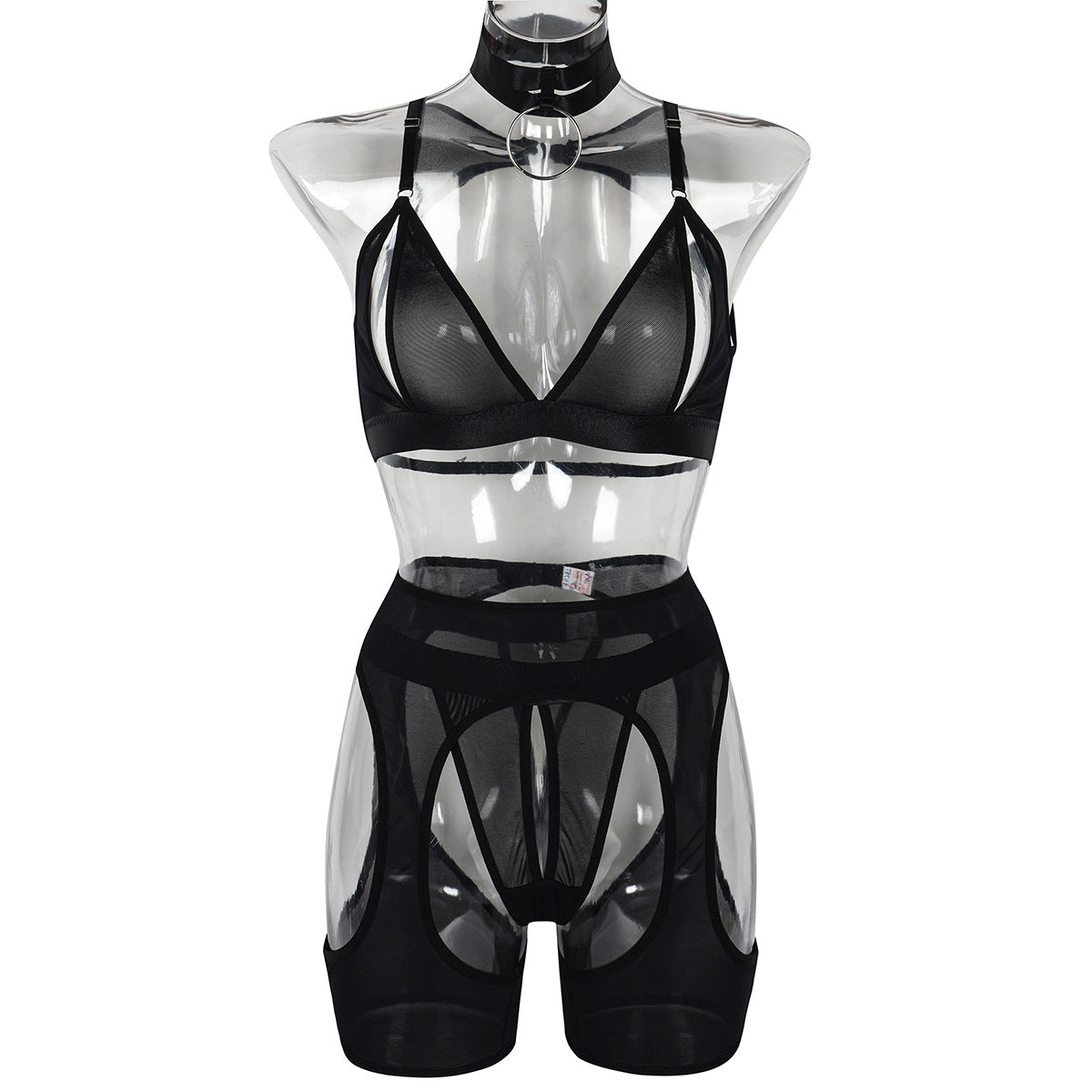 Sensual Sheer Lace Lingerie Set with Cutout Design