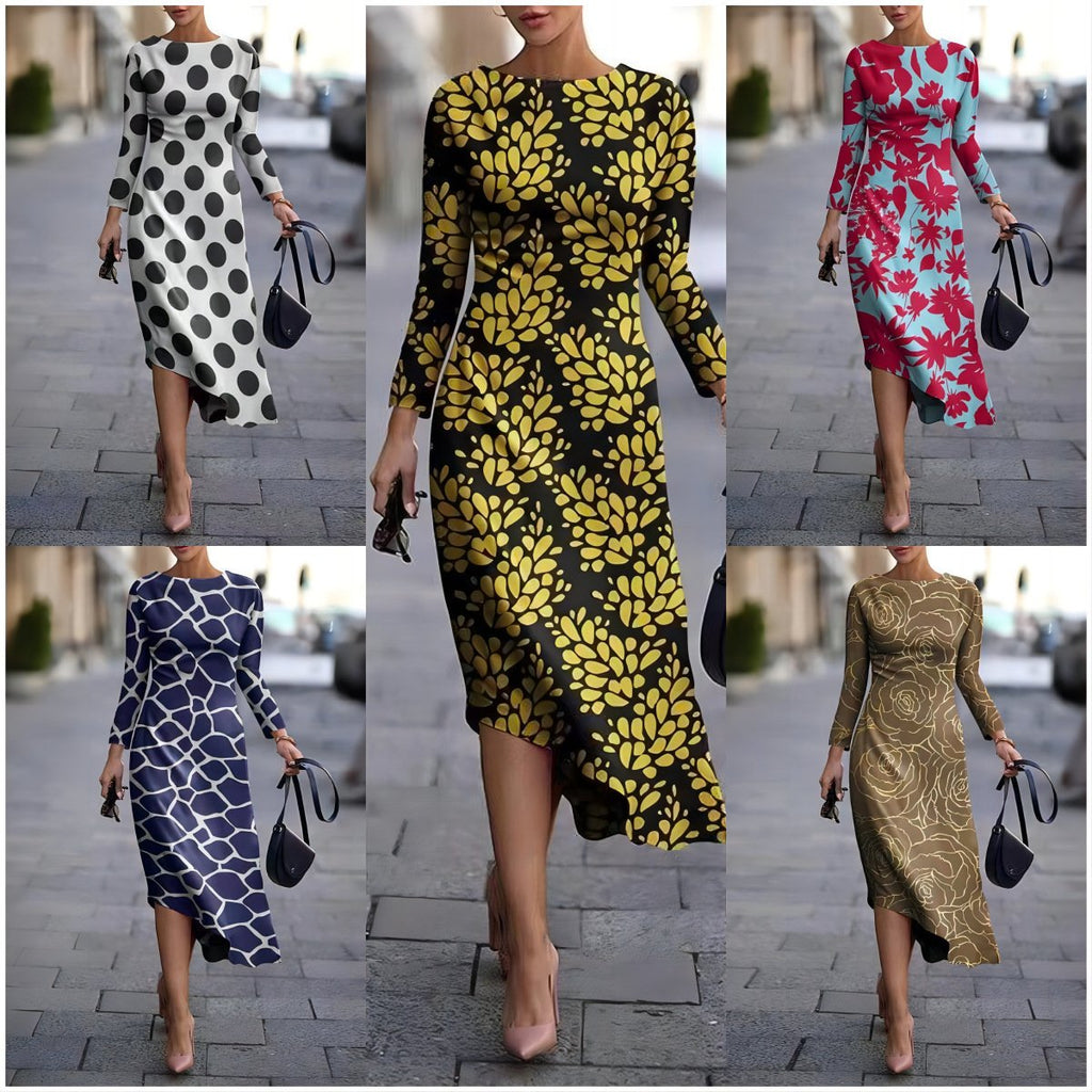 Spandex A-line Dress with Round Neck Pullover Design | Streetwear