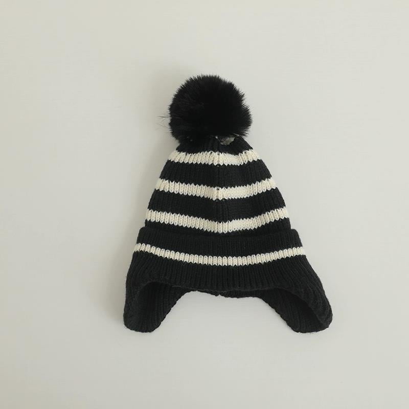 Warm Wool Stripe Hat for Girls | Embroidered Cap