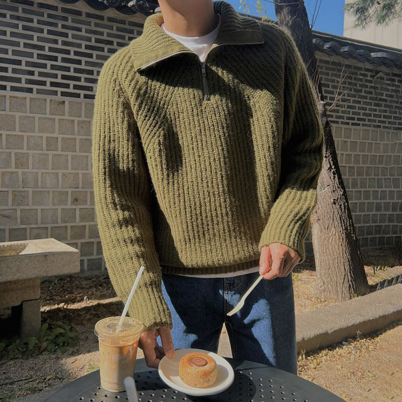 Men's Half Zip Turtleneck Sweater for Autumn & Winter